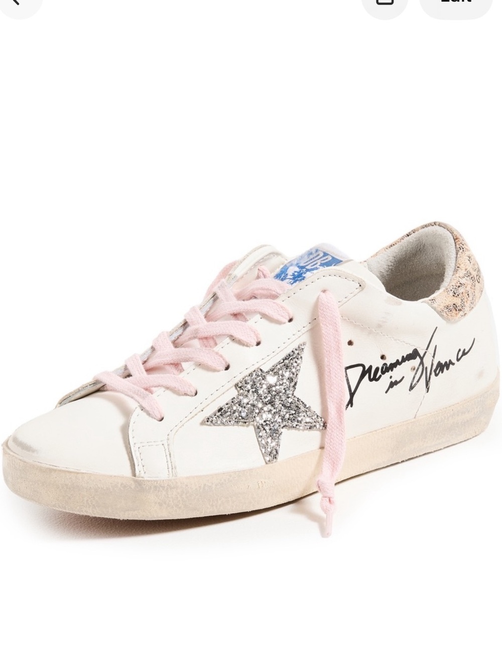 Super Star Glitter Star Sneakers In White/silver/beige Leo
